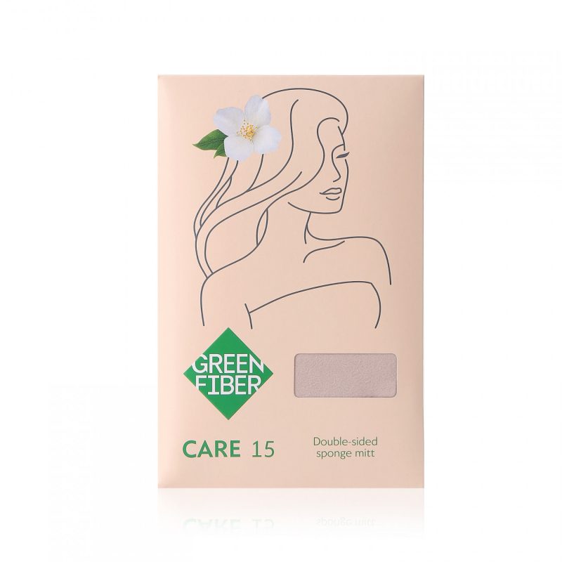 Green Fiber Care 15, Варежка-спонж двусторонняя бежевая